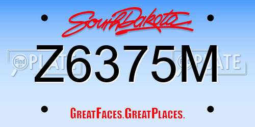 Z6375M South Dakota License Plate
