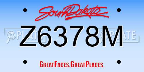 Z6378M South Dakota License Plate
