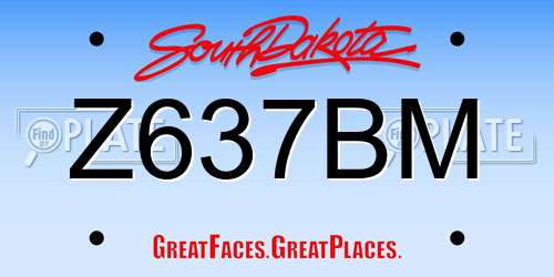 Z637BM South Dakota License Plate