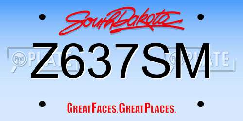 Z637SM South Dakota License Plate