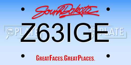 Z63IGE South Dakota License Plate