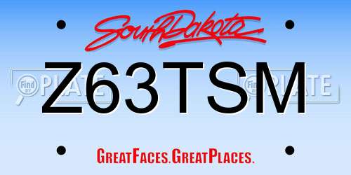 Z63TSM South Dakota License Plate