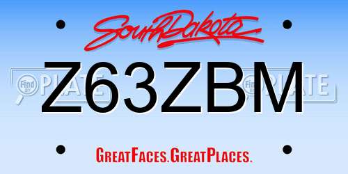 Z63ZBM South Dakota License Plate