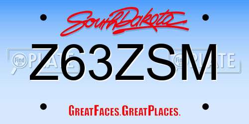 Z63ZSM South Dakota License Plate
