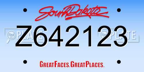 Z642123 South Dakota License Plate