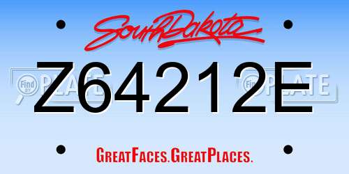 Z64212E South Dakota License Plate