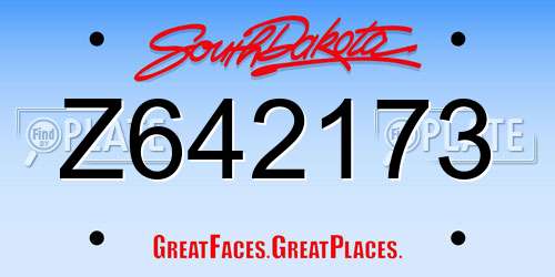 Z642173 South Dakota License Plate
