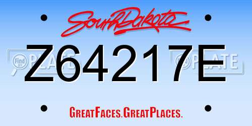 Z64217E South Dakota License Plate