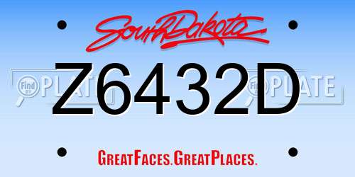 Z6432D South Dakota License Plate