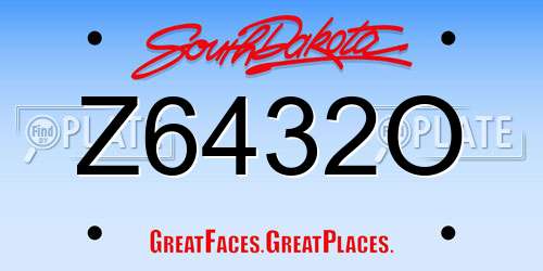 Z6432O South Dakota License Plate