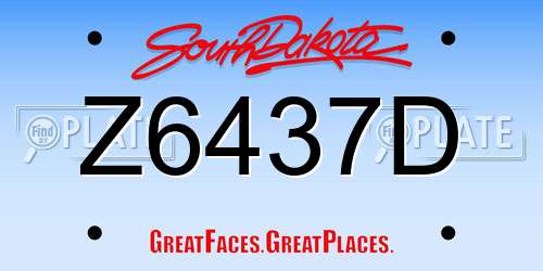 Z6437D South Dakota License Plate