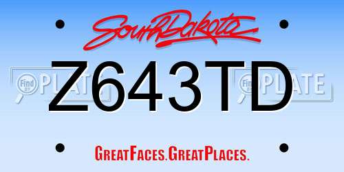 Z643TD South Dakota License Plate
