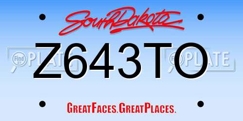 Z643TO South Dakota License Plate