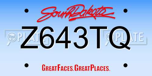 Z643TQ South Dakota License Plate