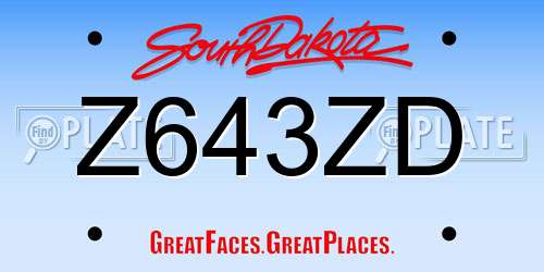 Z643ZD South Dakota License Plate