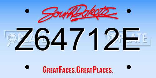 Z64712E South Dakota License Plate
