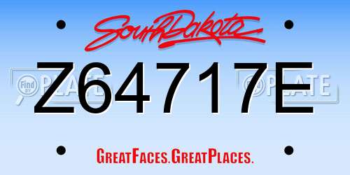 Z64717E South Dakota License Plate