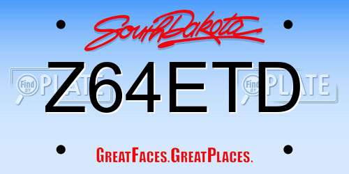 Z64ETD South Dakota License Plate