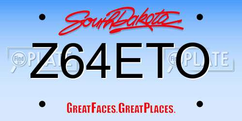 Z64ETO South Dakota License Plate