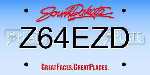 Z64EZD South Dakota License Plate
