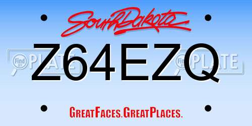 Z64EZQ South Dakota License Plate