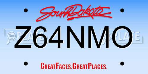 Z64NMO South Dakota License Plate