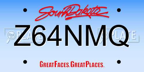 Z64NMQ South Dakota License Plate