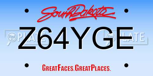 Z64YGE South Dakota License Plate