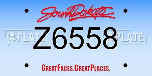 Z6558 South Dakota License Plate