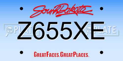Z655XE South Dakota License Plate