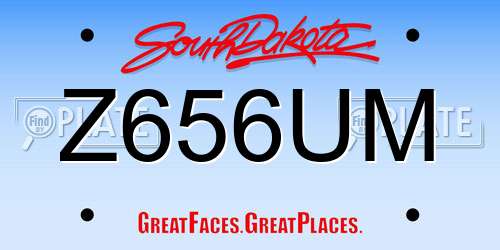 Z656UM South Dakota License Plate
