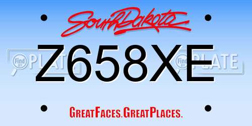 Z658XE South Dakota License Plate