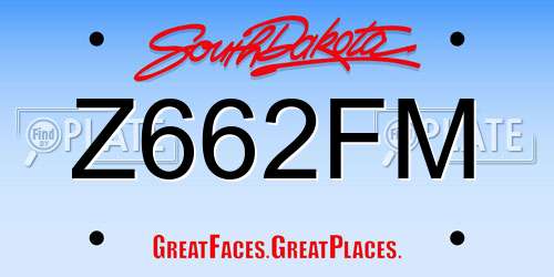 Z662FM South Dakota License Plate