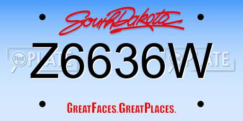Z6636W South Dakota License Plate