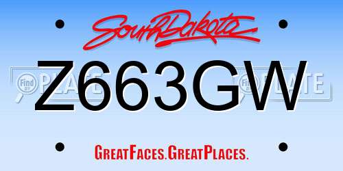 Z663GW South Dakota License Plate