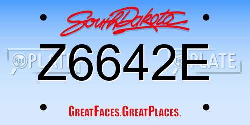 Z6642E South Dakota License Plate