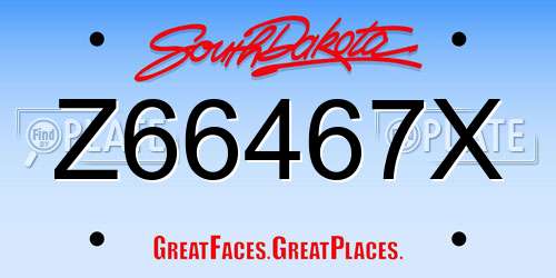 Z66467X South Dakota License Plate