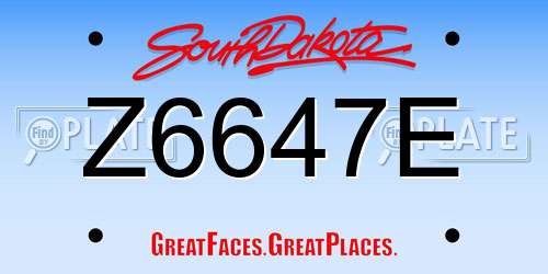 Z6647E South Dakota License Plate