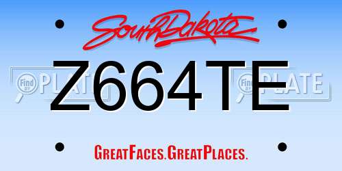 Z664TE South Dakota License Plate