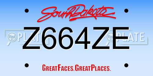 Z664ZE South Dakota License Plate