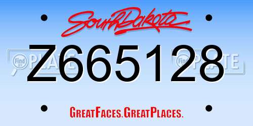 Z665128 South Dakota License Plate