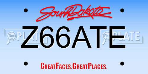 Z66ATE South Dakota License Plate