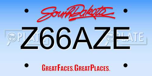 Z66AZE South Dakota License Plate