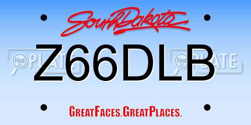 Z66DLB South Dakota License Plate