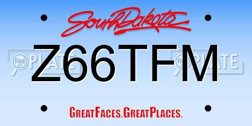 Z66TFM South Dakota License Plate