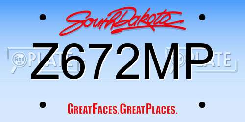 Z672MP South Dakota License Plate