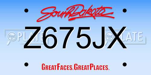 Z675JX South Dakota License Plate
