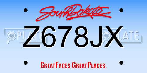 Z678JX South Dakota License Plate