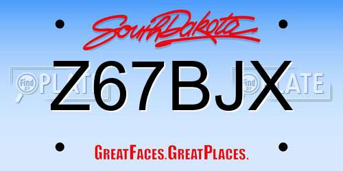 Z67BJX South Dakota License Plate