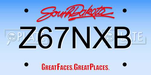 Z67NXB South Dakota License Plate